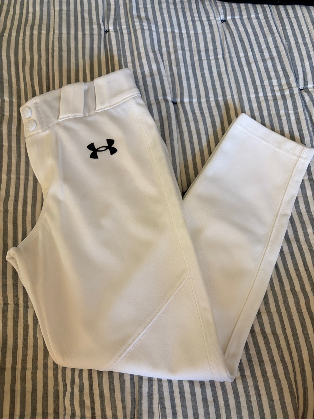 Under Armour Kids White Athletic Baseball Pants with Black Logo